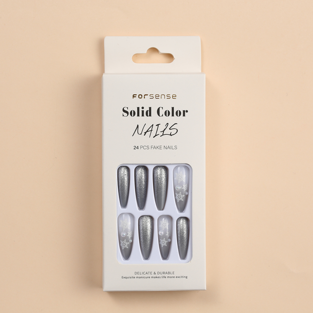 Wholesale Hundreds Of Color Choices Long Fake Nails Press On Nail Grey Artificial False Nails