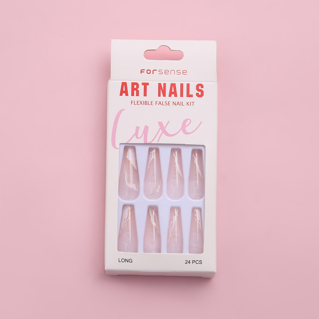 Artificial Fingernailfull Cover Long False Tips Ballerina Coffin Shape Artificial Press On Nails Nail Art