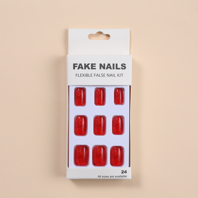 24pcs/box Charming Red Fake Nails Press Full Cover Detachable Finished Fingernails Press On Nails